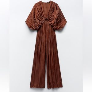 NWT Zara Brown Satin Jumpsuit